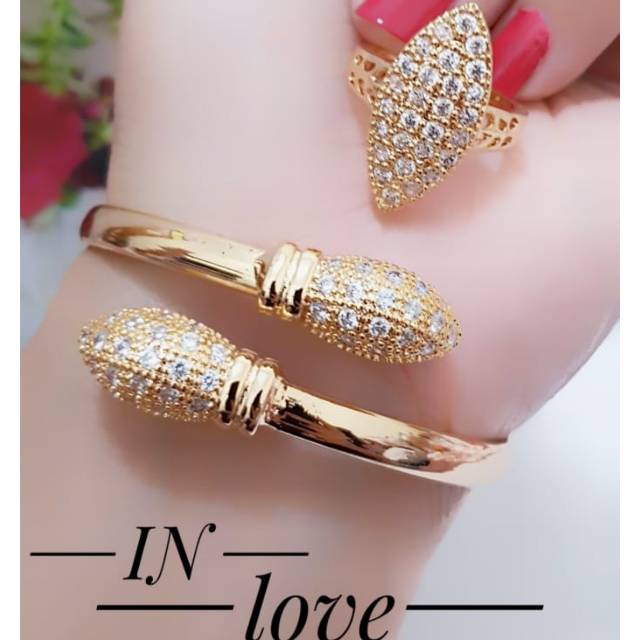 Gelang tangan plus cincin grosir 4010