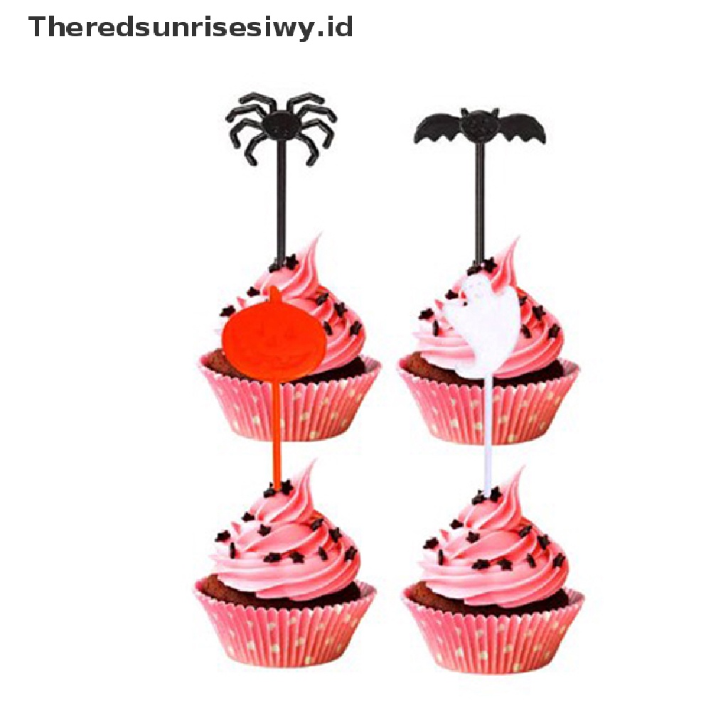 # Alat Pemotong Buah # 10pcs Tusuk Gigi Buah Desain Kartun Halloween Bahan Plastik