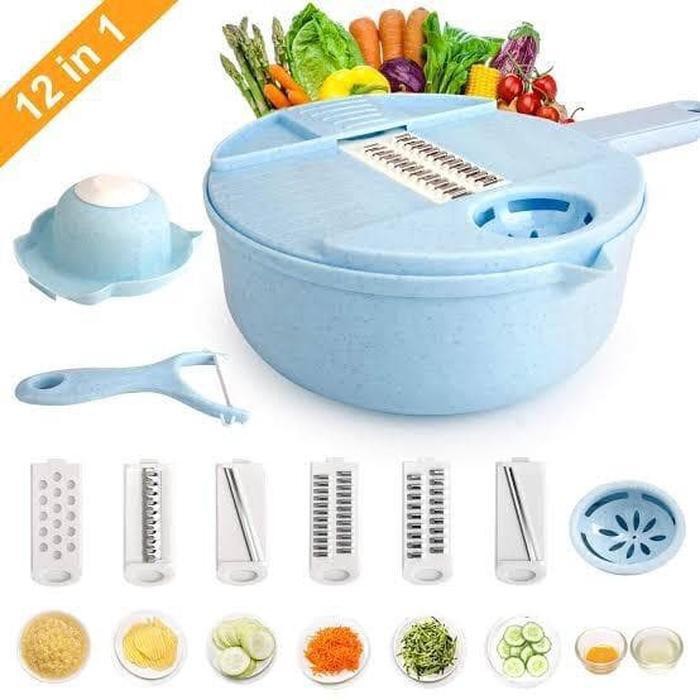 (12in1) Alat Pemotong Sayuran Kentang Multifungsi Pengiris Parutan