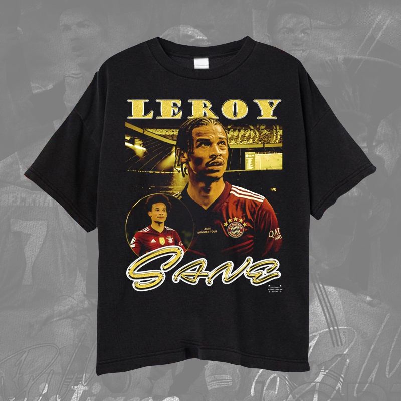 Bayern Munchen Leroy SANE T-shirt/Kaos Bola Vintage Wash Leroy Sane Jerman Unisex