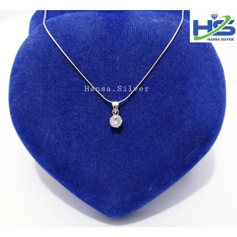 Kalung Perak Wanita Asli Silver 925 Lapis Emas Putih Cassandra Italy Liontin Desi - Kalung Wanita Anti Karat