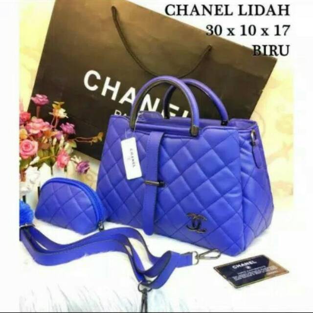 Tas Wanita Samping Chanel Besar Cantik Warna Biru