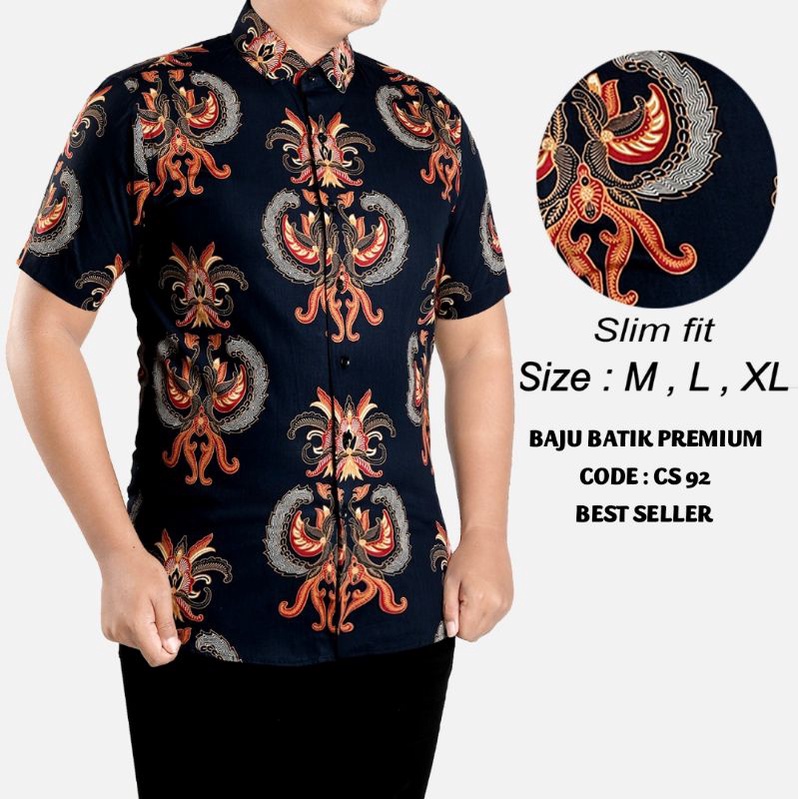 KEMEJA BATIK PRIA SLIM FIT LENGAN PENDEK FASHION PRIA BAJU BATIK PRIA LBS238