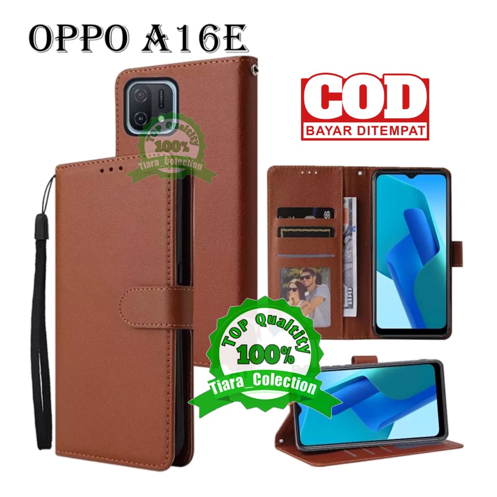 OPPO A16E - A16 E FLIP LEATHER CASE PREMIUM-FLIP WALLET CASE KULIT UNTUK OPPO A16E - CASING DOMPET-F