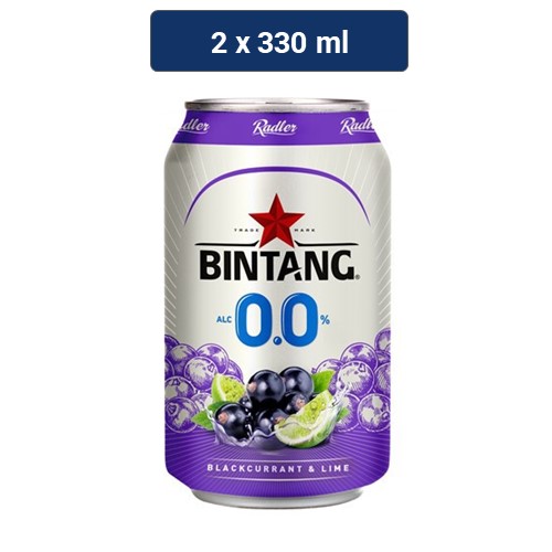 Bintang Radler 0.0% Blackcurrant & Lime 2 x 330 mL + Free Radler Glass