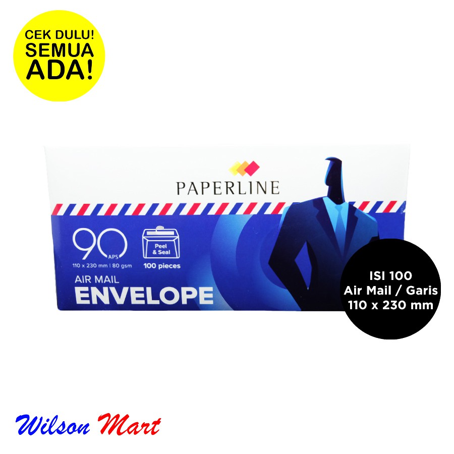 

PAPERLINE AIR MAIL ENVELOPE 110 X 230 MM ISI 100 PCS AMPLOP BERGARIS