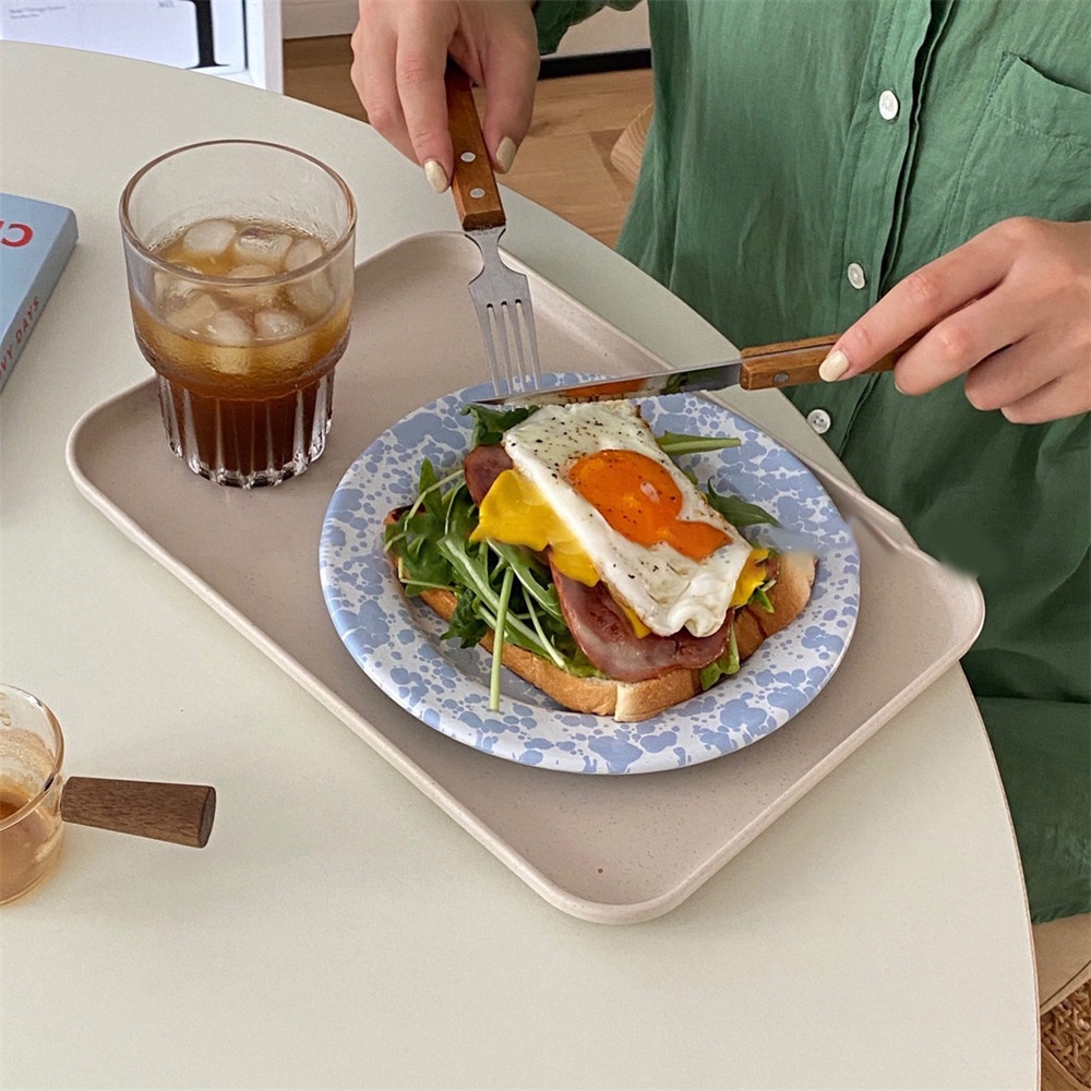 1pc Piring Plastik Wheat Straw Warna Permen Ukuran 31cm X 22.5cm