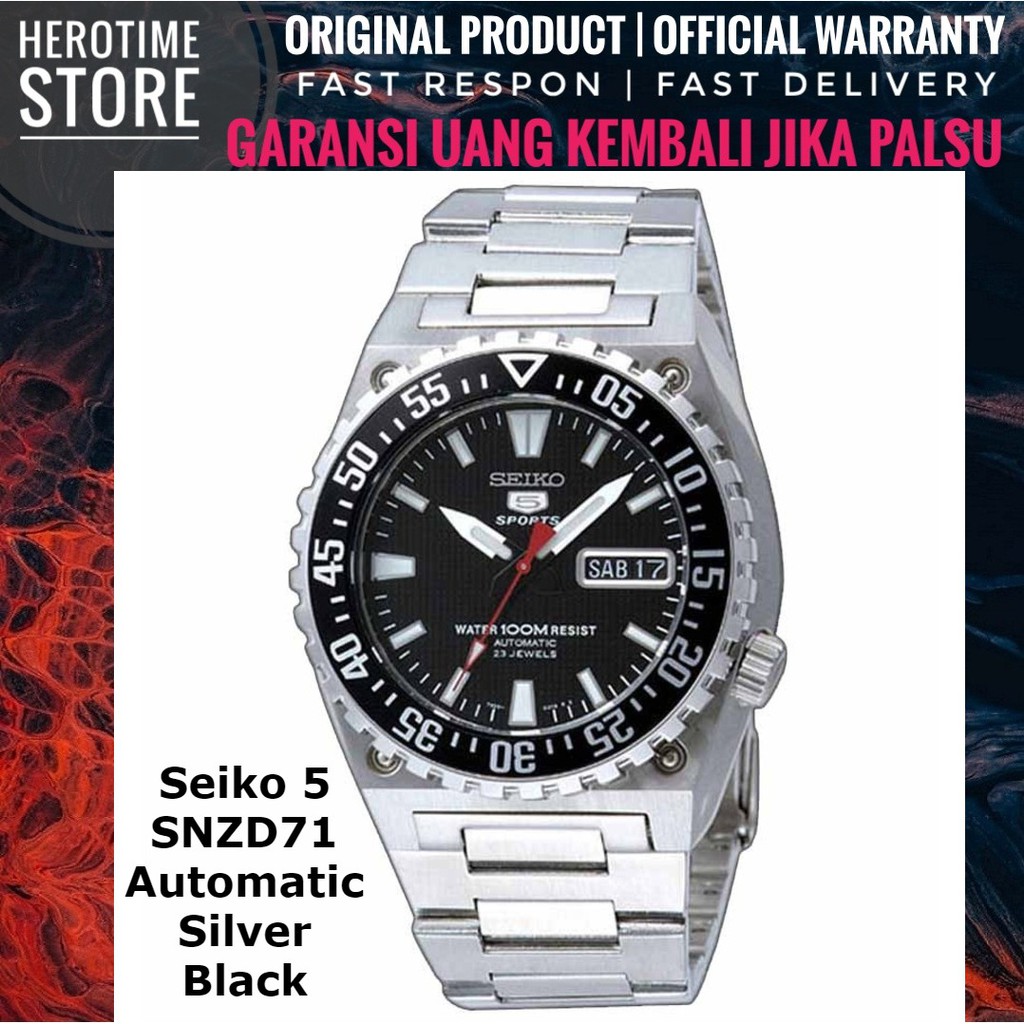 Jam Tangan Seiko 5 SNZD71 Automatic Silver Black Garansi Resmi ORIGINAL