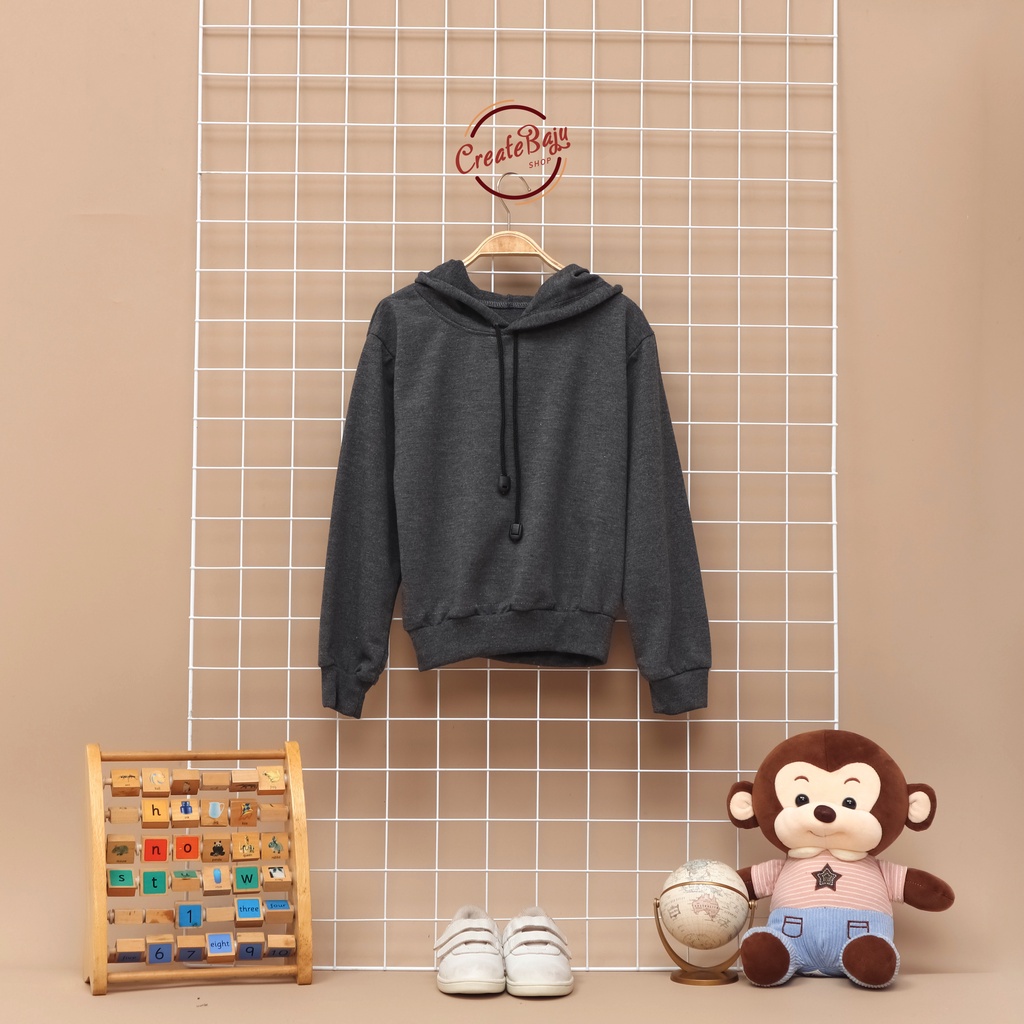 JAKET HOODIE ANAK UNISEX POLOS ABU BABYTERRY LENGAN PANJANG FASHION TERMURAH JAKET ANAK POLOS