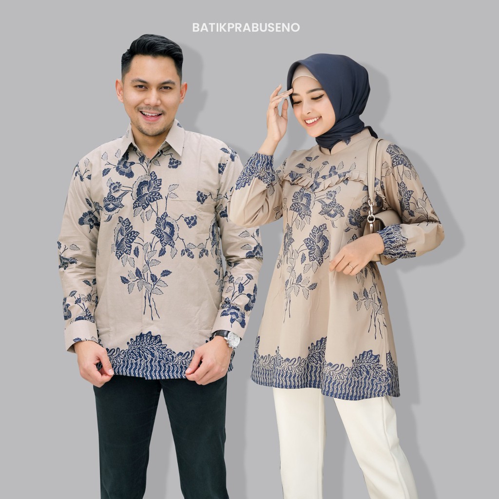 PRABUSENO// MAWAR IKET NAVY BATIK COUPLE PRABUSENO ORIGINAL MODERN PREMIUM ORIGINAL