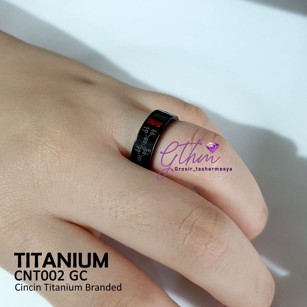 cincin titanium guci silver dan gold branded sedang trend cnt002 bisa untuk pasangan (harga satuan)