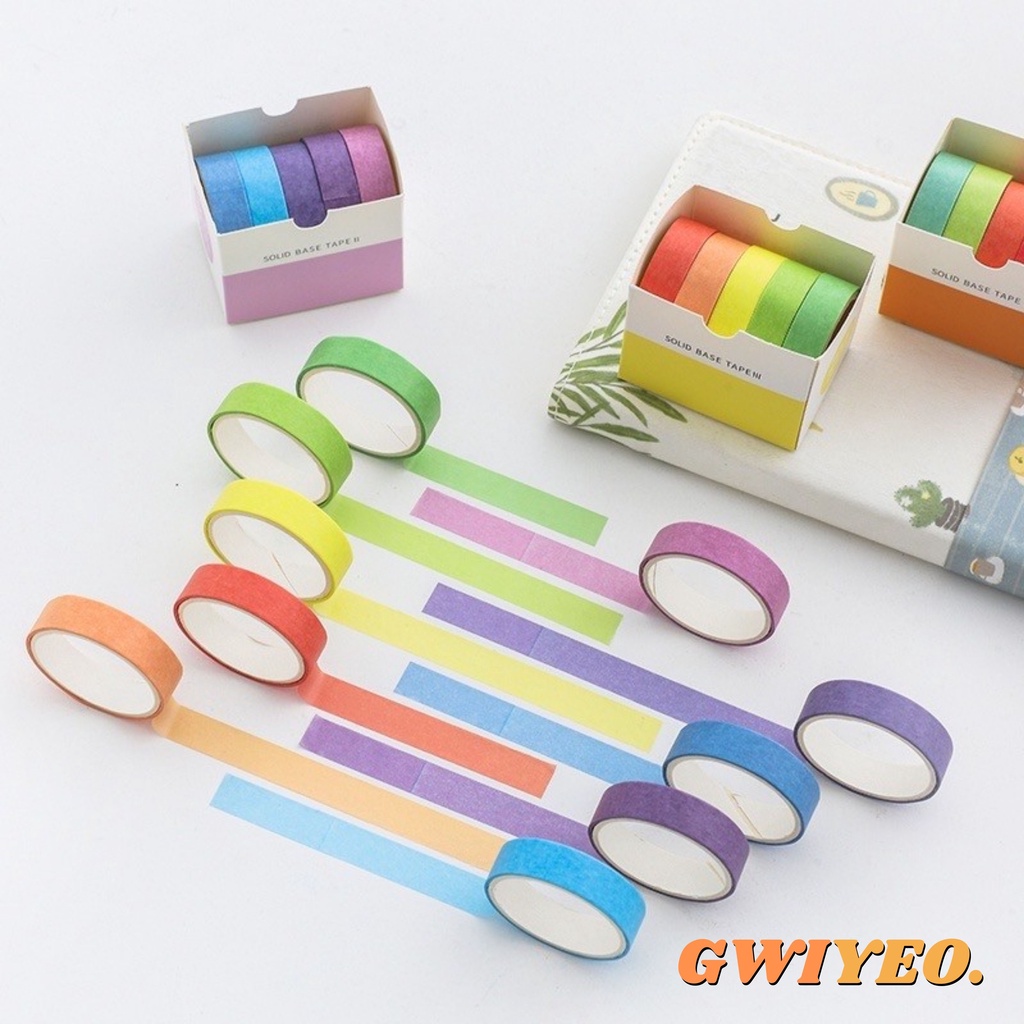 

Washi Tape Isi 5 Roll Aesthetic Macaron DIY Tape Colorful