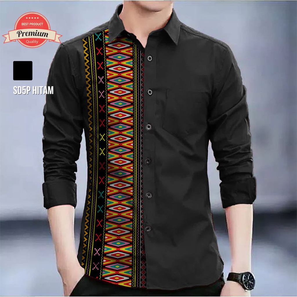 lop Angelaco Batik Batak Lengan Panjang Pria Batik Etnik Pria Motif Ulos Sadum SD5