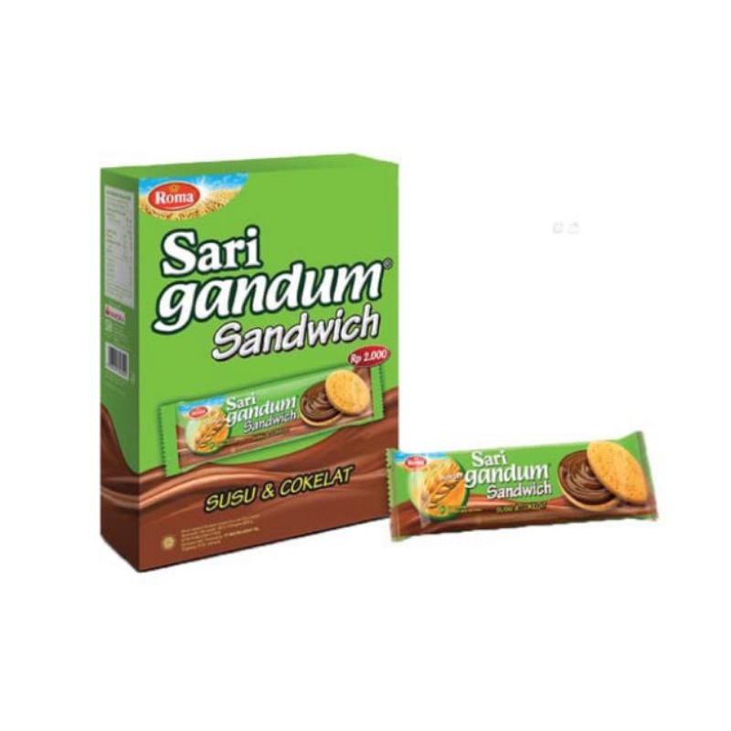 

ROMA Sari gandum sandwich coklat 38.5gr ecer