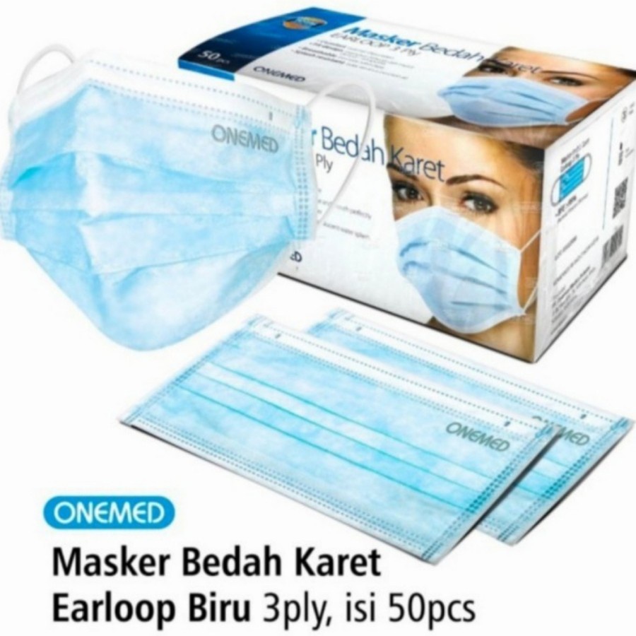 Jual Masker Medis Onemed Earloop Bedah Surgical Karet Onemed 3 Ply @50 ...