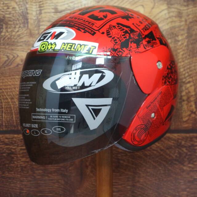 GM EVOLUTION NEWS RED GLOSSY Helm GM Koran Merah GM Evo News