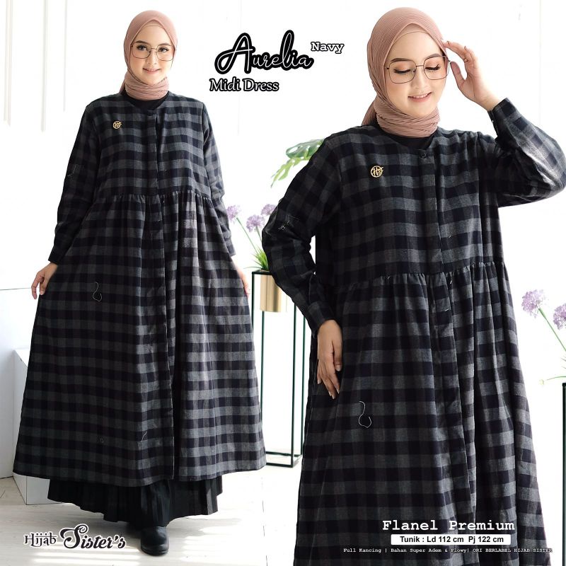 MIDI DRESS FLANEL PREMIUM AURELIA BY HIJAB SISTER