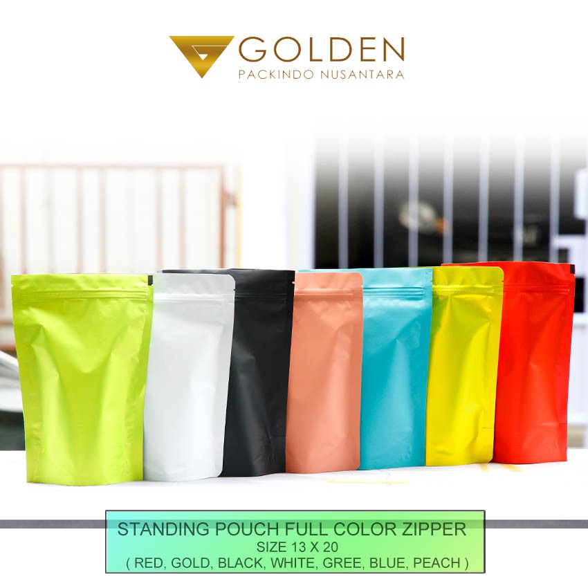 KEMASAN PLASTIK STANDING POUCH ZIPPER UKURAN 13 X 20
