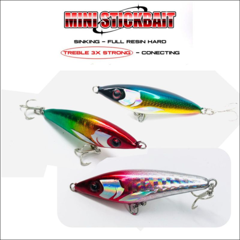 Mini Stickbait Sinking Full Resin Hard + Treble 3X Strong 6,8 gram