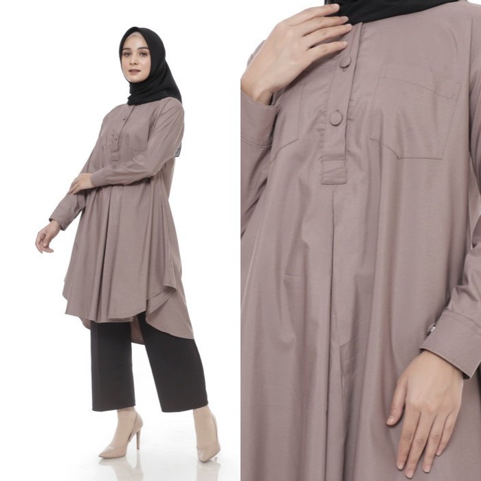 AZ Tunik - 2 Pilihan Warna | Baju Muslim Wanita - Atasan Tunik | Bahan Toyobo