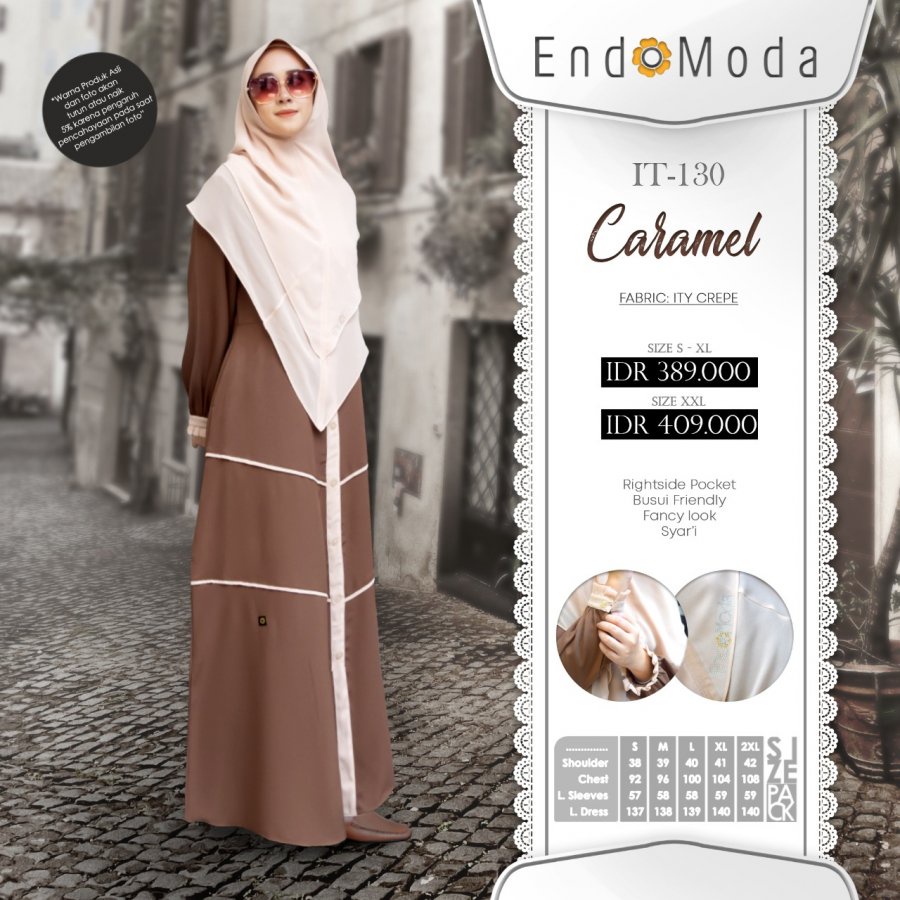 Endomoda Gamis IT 130 Bahan ITY Crepe Dress Wanita Muslimah Jubah Akhwat Set Gamis dan Jilbab