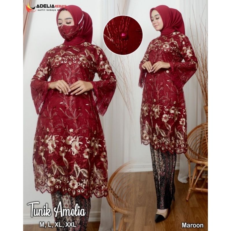 ADE&gt; STELAN KEBAYA TUNIK AMELIA - BAJU KEBAYA TUNIK TWOTONE - STELAN KEBAYA TERLARIS - MODEL KEBAYA KEKINIAN DAN CANTIK KEBAYA PESTA DAN KONANGAN