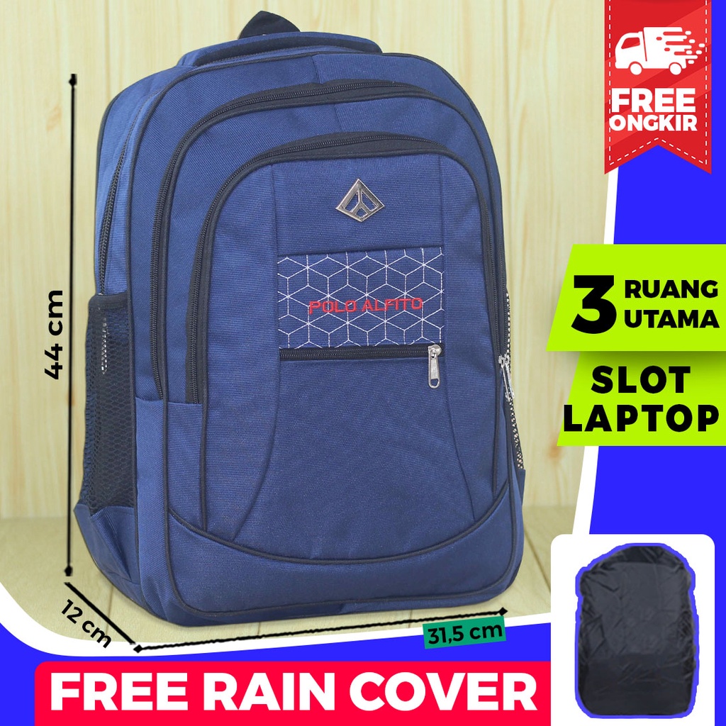 Tas Gendong Sekolah SMP SMA Kuliah Backpack Polo Alfito Cowok Keren Ransel Laptop Berkualitas Simple