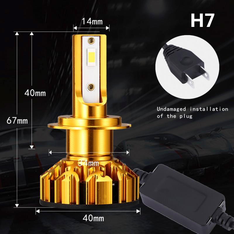 NightTech Lampu Mobil Headlight LED H7 CSP 2 PCS Golden