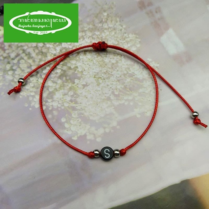 Gelang Inisial Huruf H-N Stainless Beads Stell Spacer