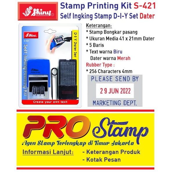 

Stempel Shiny S-421 (Set) / Stempel Bongkar Pasang / 24 x 41mm Dater