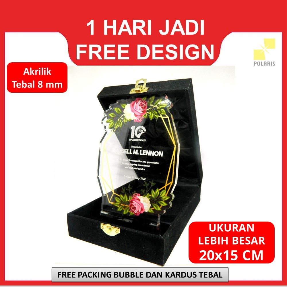 20x15 CM PLAKAT AKRILIK + BOX MURAH - CUSTOM PLAKAT PIALA AKRILIK TROPHY VANDEL ACRYLIC - PLAKAT WISUDA KADO ANNIVERSARY PIALA PENGHARGAAN