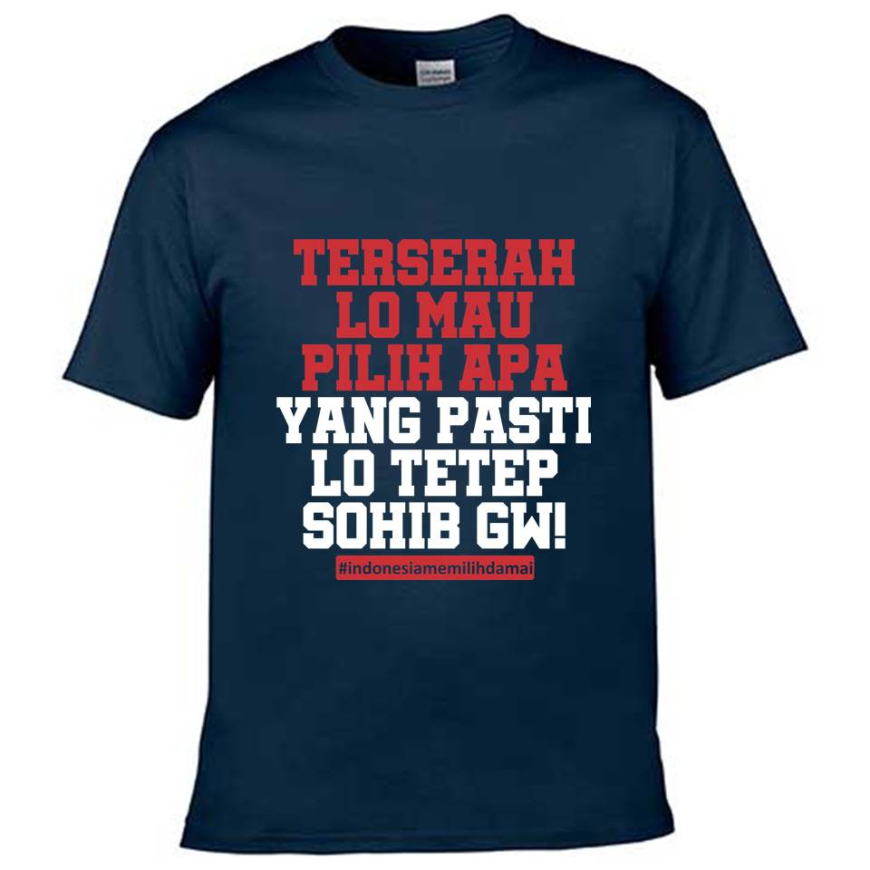 Kaos Pemilu Presiden Pilpres Meme Politik Indonesia Biru Dongker