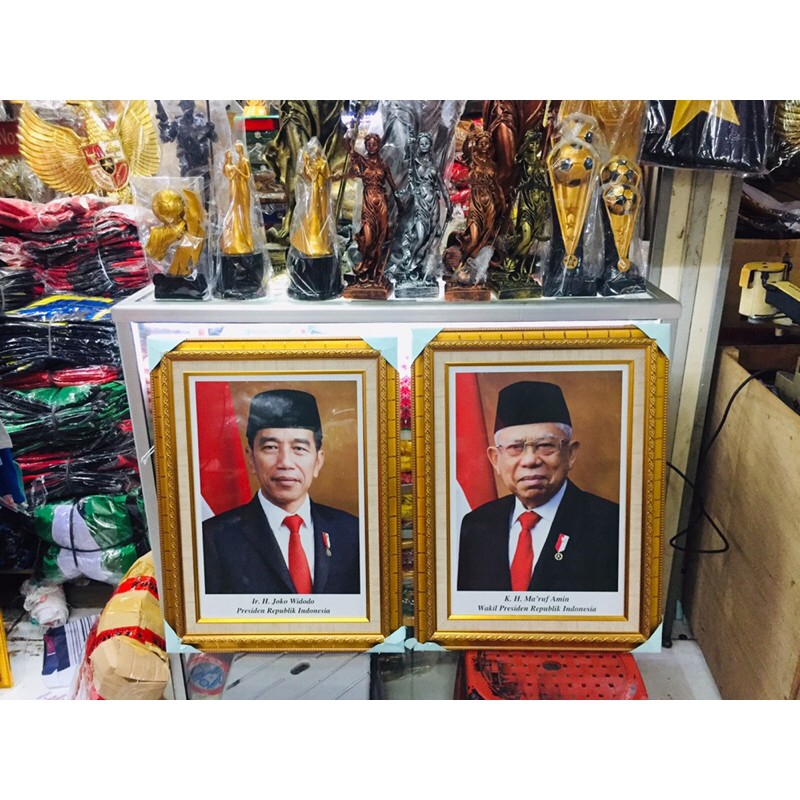 Bingkai foto presiden wakil frame presiden wakil pajangan foto presiden motif linen 45x60