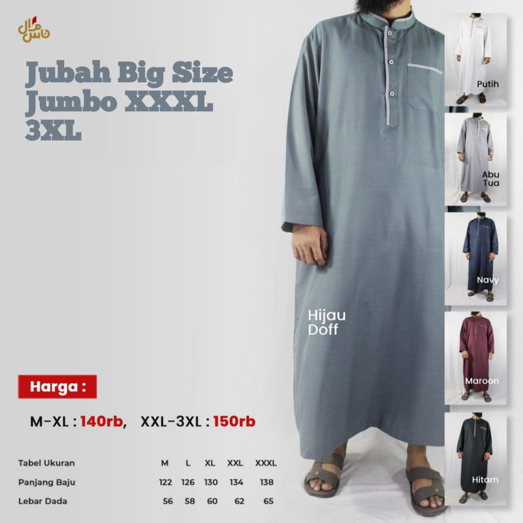 Jubah Pria Gamis Pria Arab Big Size Jumbo XXL XXXL 2XL 3XL MODEL LIST TERLARIS