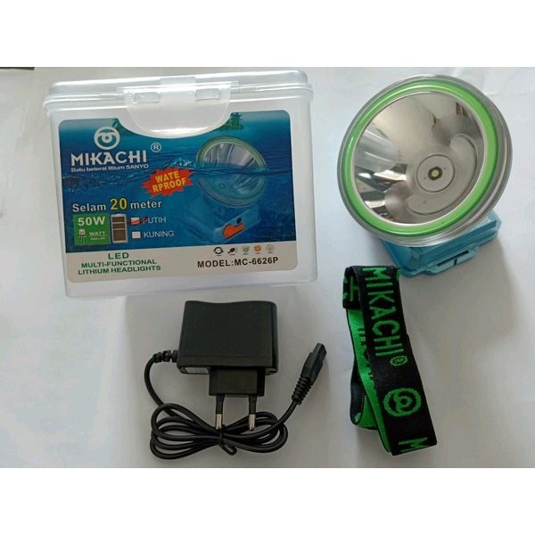 Senter Kepala Mikachi MC-6626P 50 Watt/6625P 25WATT SENTER SELAM HEAD LAMP DIVING 50WATT