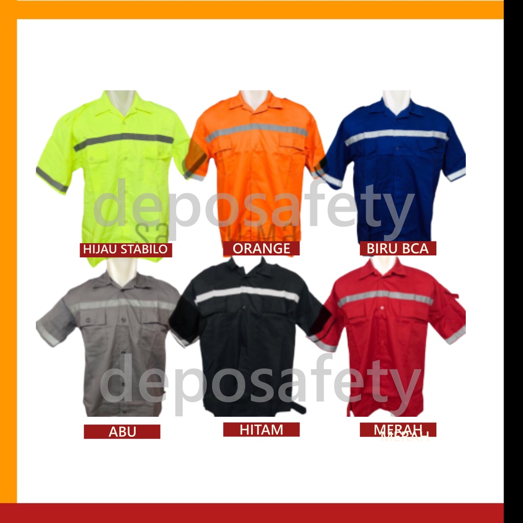 Baju Safety Atasan Lengan Pendek Wearpack Premium IMJ M-3XXL -Baju Safety Pria K3 Lengan Pendek Kemeja Kerja Cowok