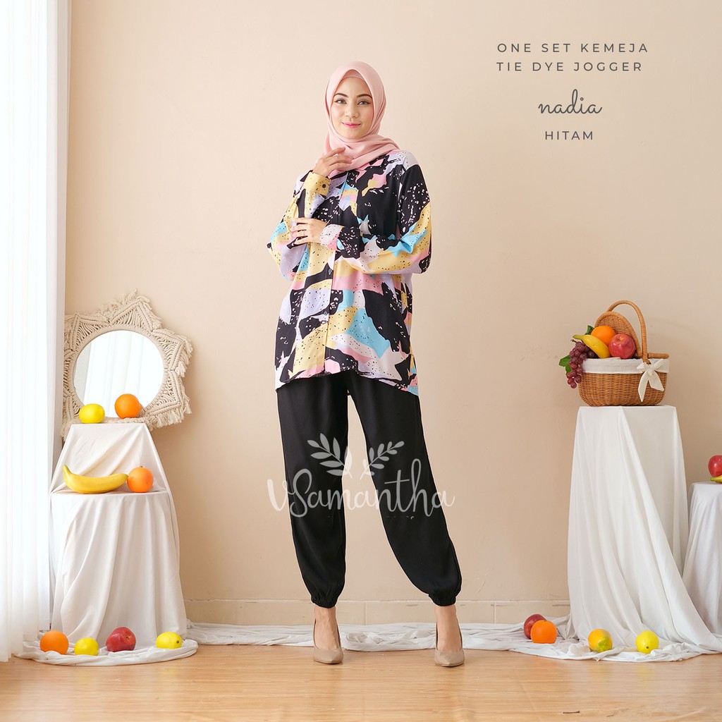 Pajamas Set Kemeja Tie Dye Jogger