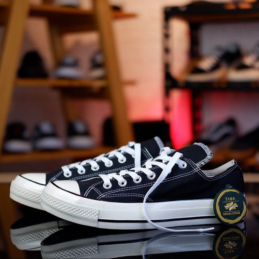 (BISA COD) SEPATU 70s LOW BLACK WHITE  PREMIUM SNEAKERS PENDEK PRIA  WANITA IMPORT