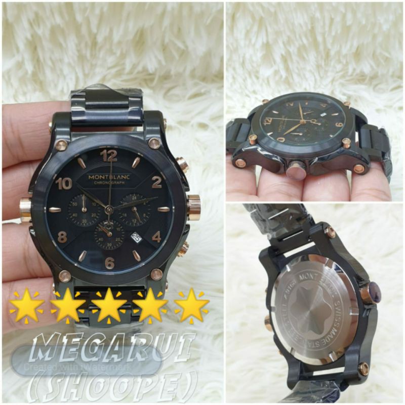 JAM TANGAN COWOK MONTBLANC CHRONOGRAFE RANTAI SUPER PREMIUM AAA