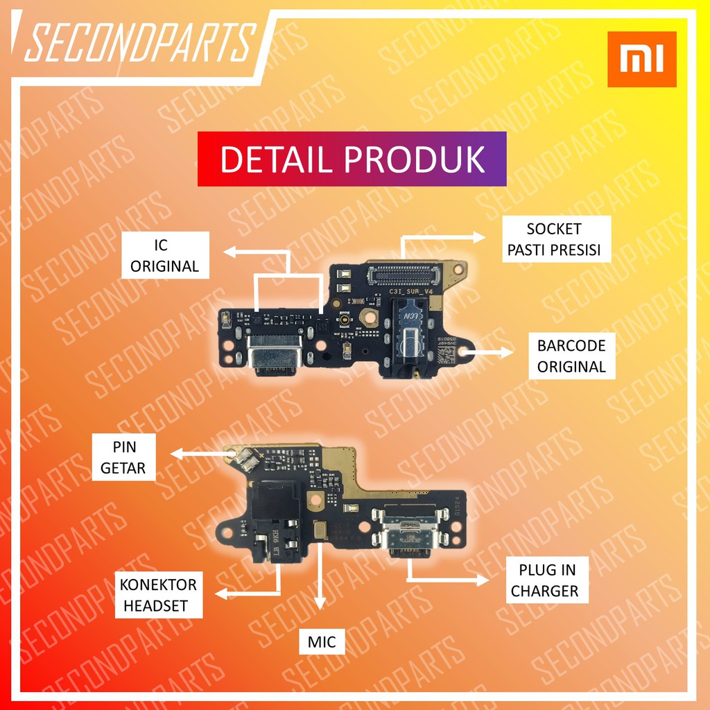 KONEKTOR CHARGER PAPAN MIC PLUG IN XIAOMI REDMI 8 / 8A PRO ORIGINAL COPOTAN