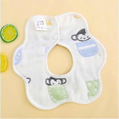 BIB Slaber Bayi Bahan Cotton Bentuk Bulat / Celemek Makan Bayi / Baby Bib Slaber