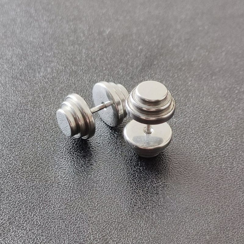 Anting Roda Barber Bulat  Silver Titanium