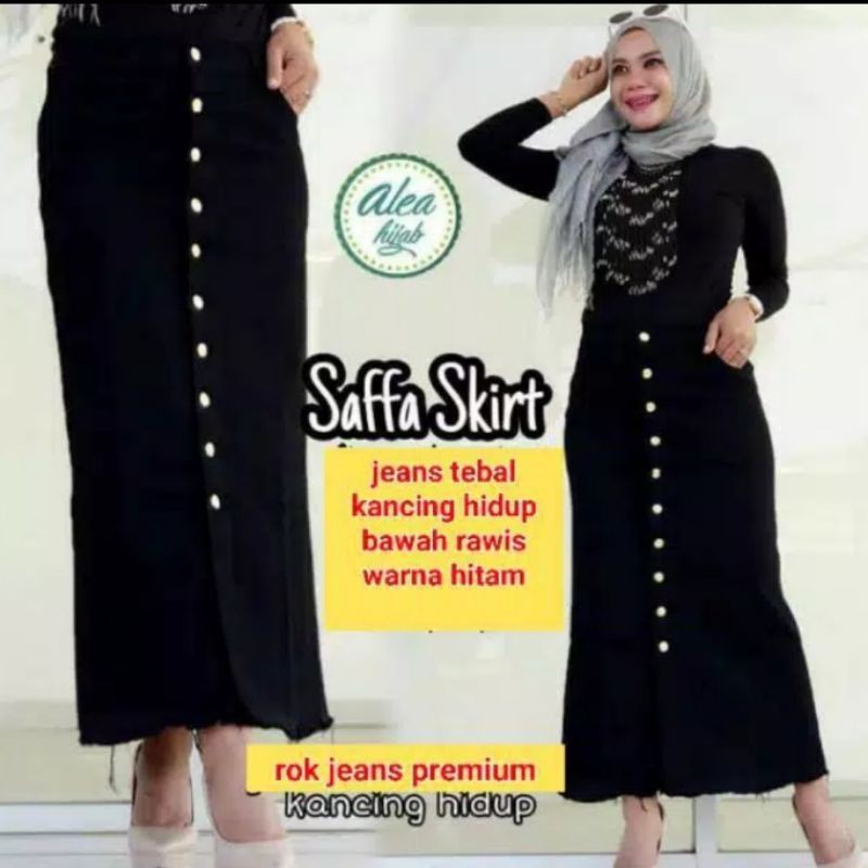 ROK JEANS PANJANG GISCA SKIRT/PREMIUM STRETCH JEANS-Black