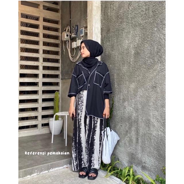 Celana Kulot Plisket Wanita Import 3 Warna Pinggang Karet 9685