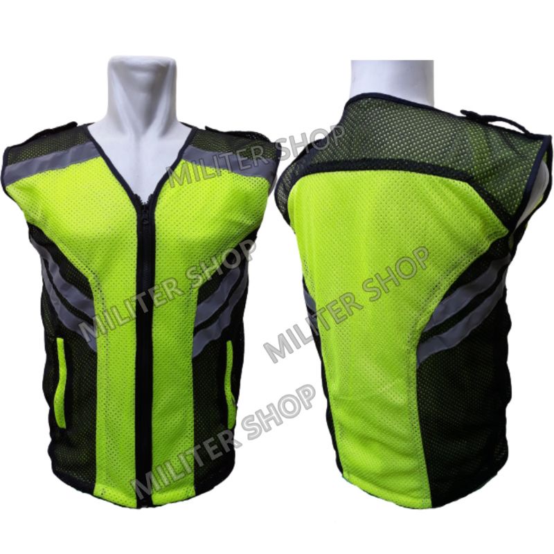 Rompi Safety Scotlight Hijau Hitam Rompi Proyek Jaring