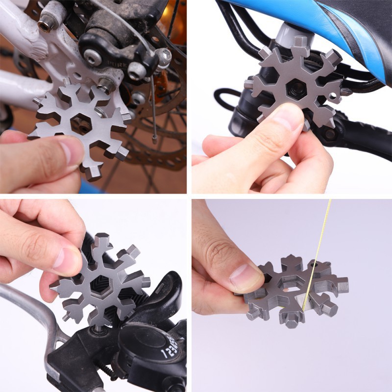 FYGALERYSURABAYA HL0172 Snowflakes Multi Tool Pocket Wrench Saker Tool Kunci Salju 18 IN 1