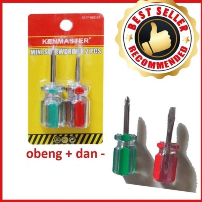 Obeng Plus Min Kenmaster isi 2 Cebol Mini Screwdriver Kembang Minus