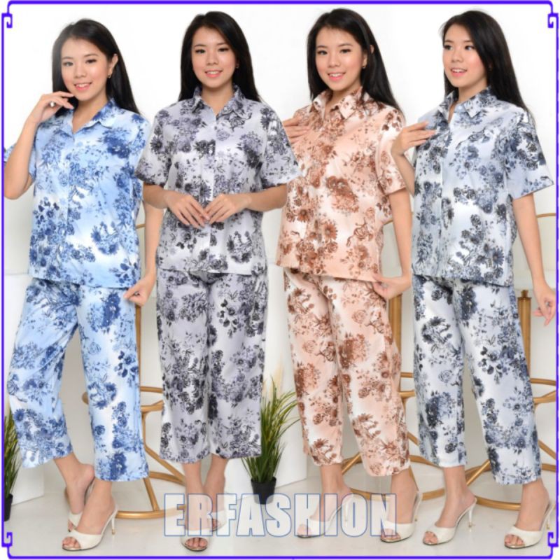 Erfashion Set Wanita Kemeja Piyama & Celana Panjang / Setelan TieDye