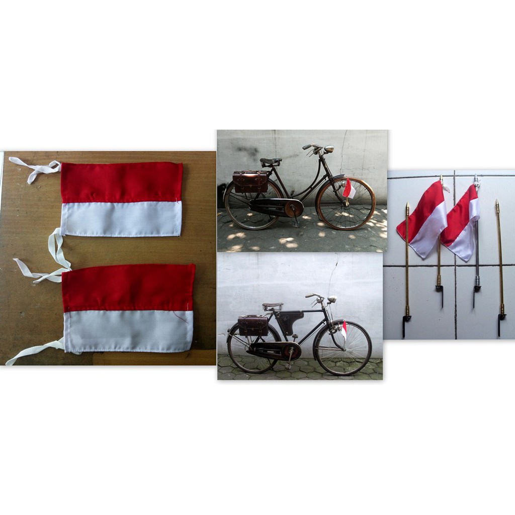 AKSESORIS SEPEDA ONTHEL BENDERA SEPEDA ONTHEL MERAH PUTIH