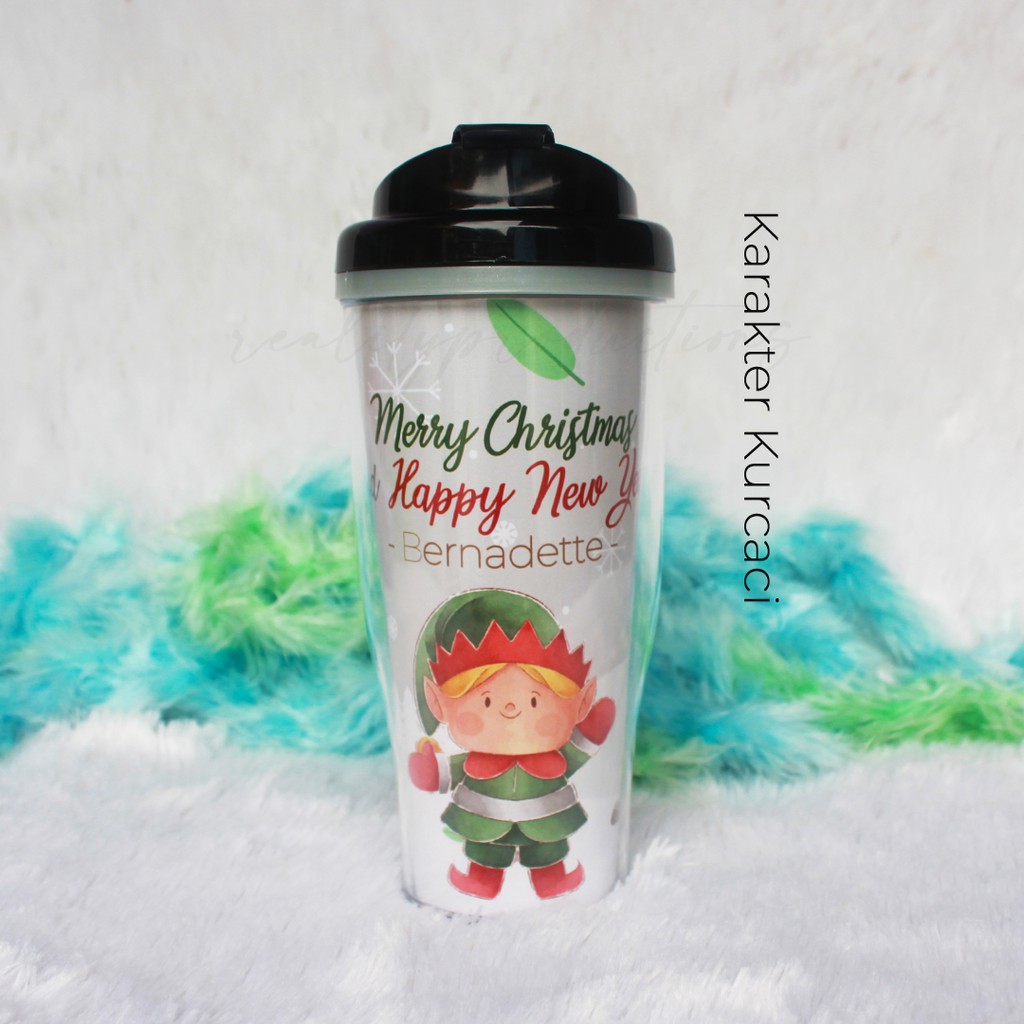 Tumbler Natal dan Tahun Baru Karakter Christmas Custom Nama